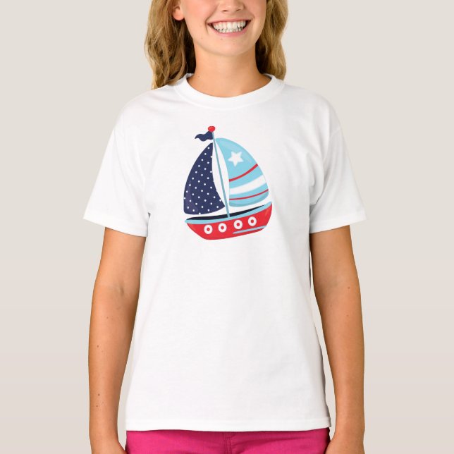 Camiseta Barco à vela, vela, vela, barco, navio, vela (Frente)