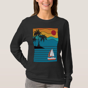 Camiseta Barco à Vela Vintage Retro Estilo 80s 70s