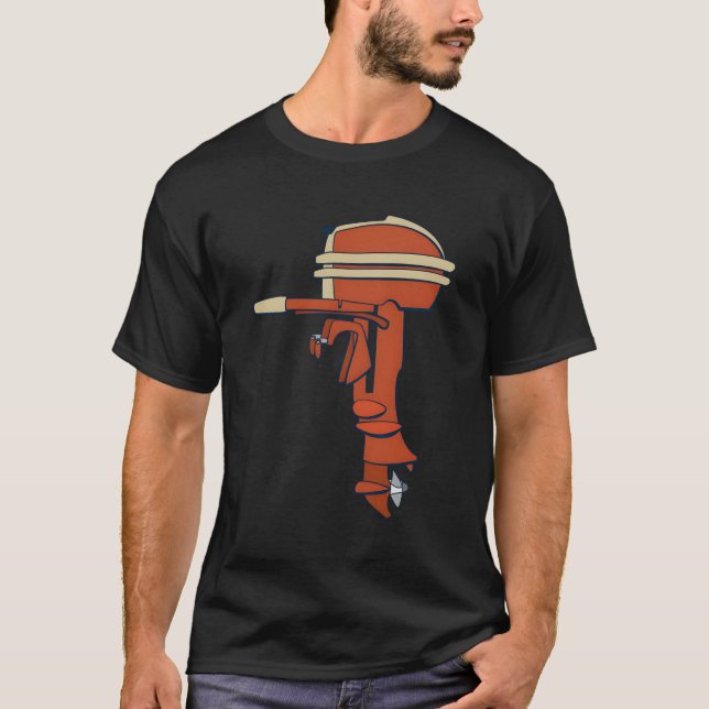 Camiseta Barco Antiquado do Motor Externo Vintage (Frente)