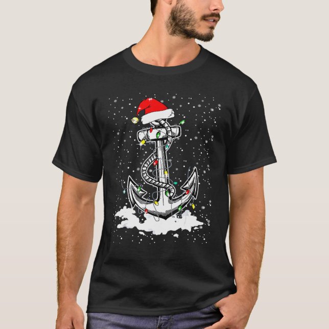 Camiseta Barco de Anchia Velejando Papais noeis das luzes d (Frente)