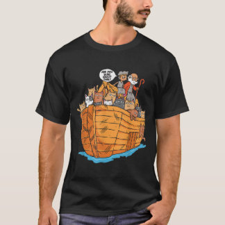 Camiseta Barco de Arca Noahs com Gatos Cristãos Religiosos 