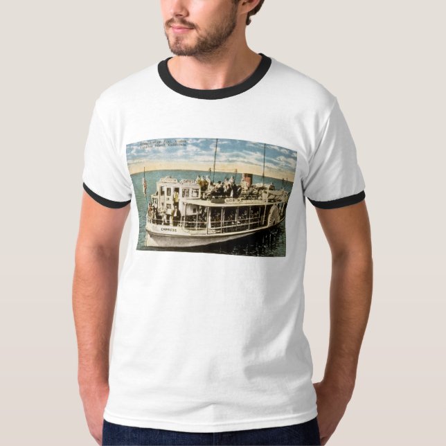 Camiseta Barco de parte inferior de vidro, Avalon, ilha de (Frente)