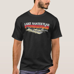 Camiseta Barco de Pesca Acampamento Lago Férias Lago Santee