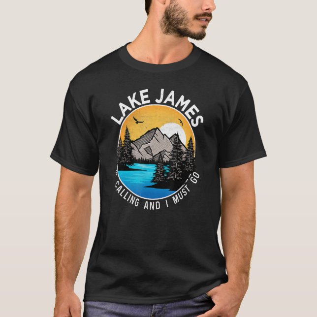 Camiseta Barco de pesca acampamento Lakeview Lago James (Frente)