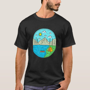 Camiseta Barco de Pesca Acampamento Meu Lugar Feliz Verõe