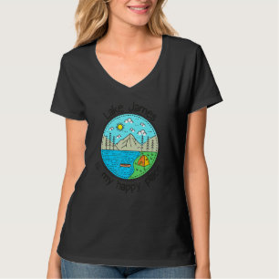 Camiseta Barco De Pesca Acampando Meu Lugar Feliz Lago Jame