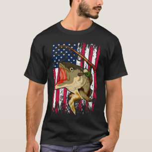 Camiseta Barco de Pesca da Bandeira Americana Vintage EUA P