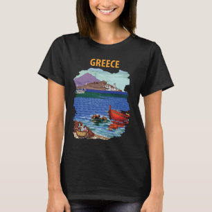 Camiseta Barco de Pesca Grego Costeiro Azul Viagem