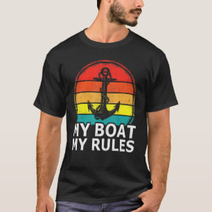 Camiseta Barco de Pontão Âncora Vintage Retro Meu Barco Min