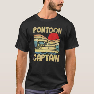 Camiseta Barco de Pontão do Pôr do Sol Vintage Retro Embarc
