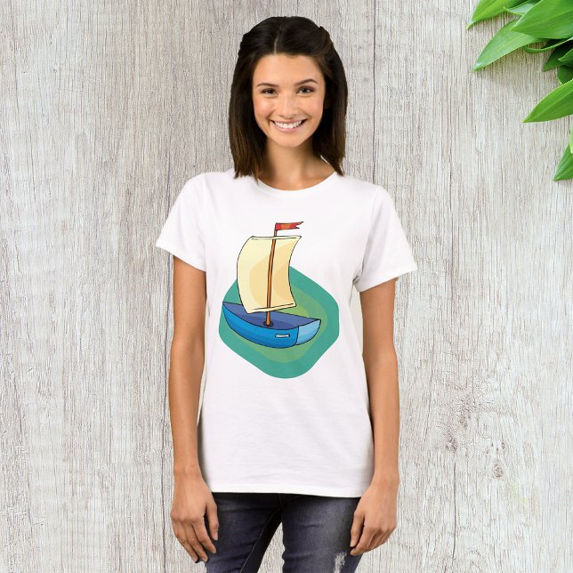 Camiseta Barco de vela azul pequeno (Criador carregado)