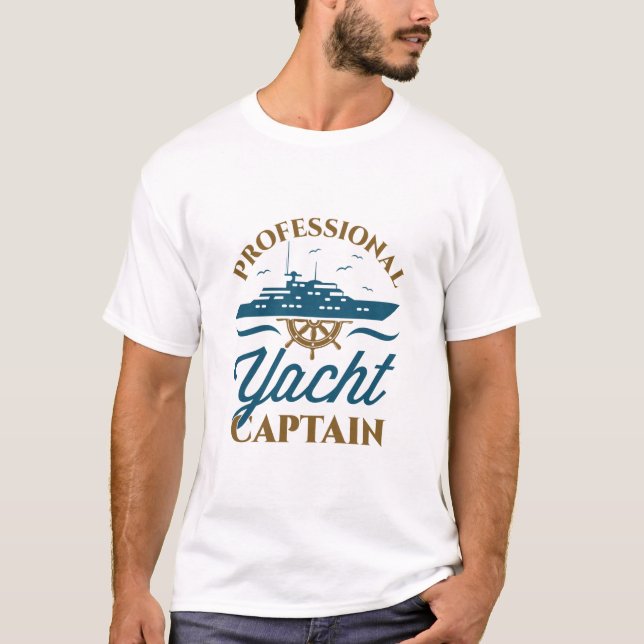 Camiseta Barco do Capitão de Barco do Iate Profissional (Frente)