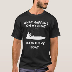 Camiseta Barco Kayak O Que Acontece Citação Dizendo Pesca B