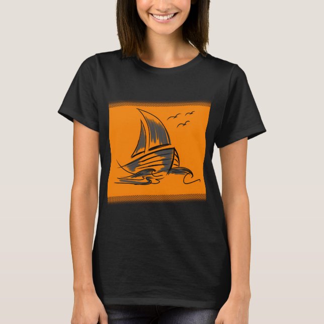 Camiseta barco laranja (Frente)