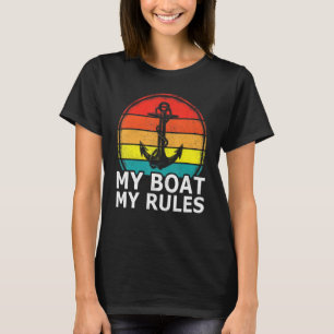Camiseta Barco Pontão Âncora Vintage Retro Meu Barco Minhas