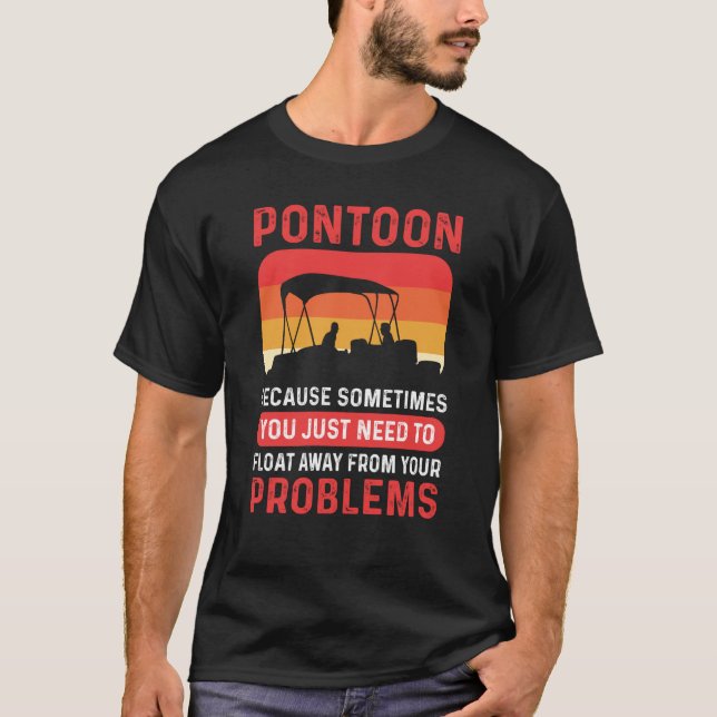 Camiseta Barco Pontoon Flutua Longe Capitão de Barcos Ponto (Frente)