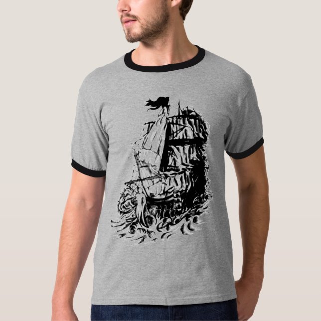 Camiseta barco velho pela tinta (do joey) (Frente)
