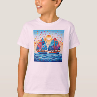 Camiseta Barcos à vela com coração