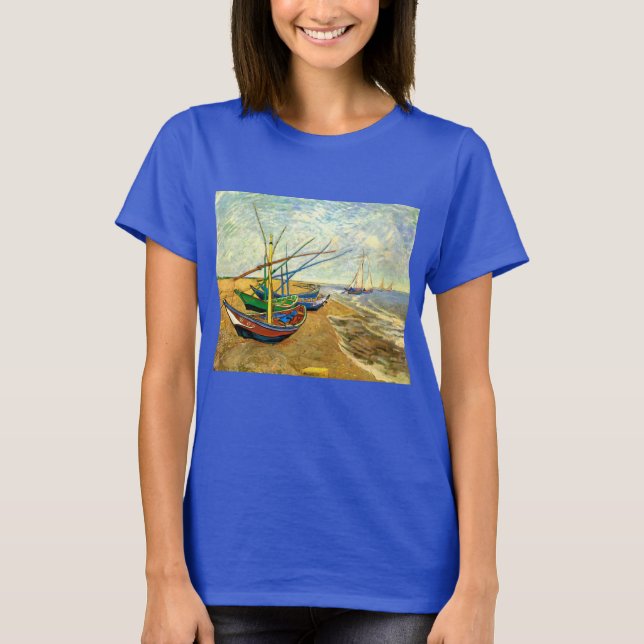 Camiseta Barcos de Pesca de Van Gogh na Praia de Saintes Ma (Frente)
