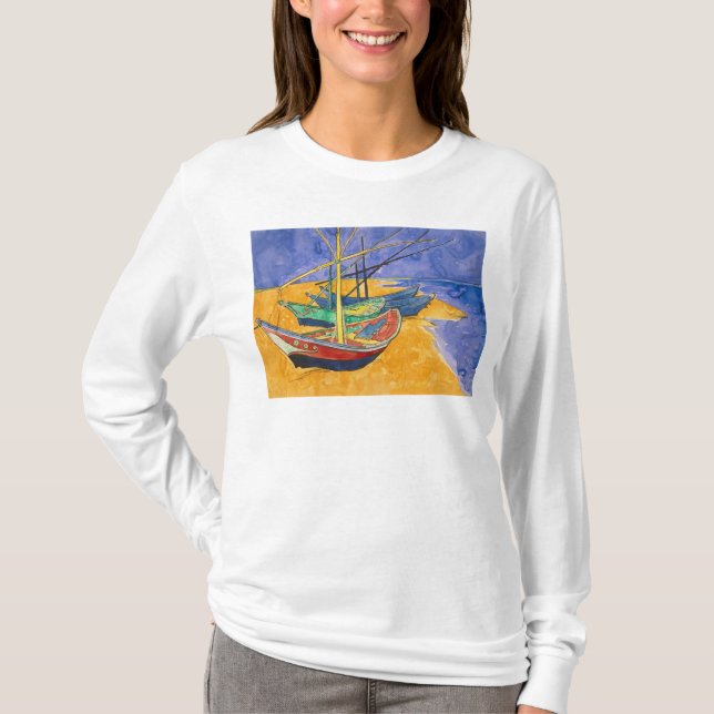 Camiseta Barcos de pesca de Vincent van Gogh | na praia (Frente)