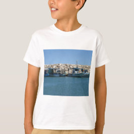 Camiseta Barcos de pesca mediterrânicos no Design do mar Az