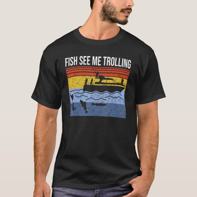 Camiseta Barcos divertidos pescando peixes trolando me veem (Frente)