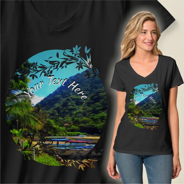 Camiseta Barcos Mismaloya no rio 0350 (Criador carregado)