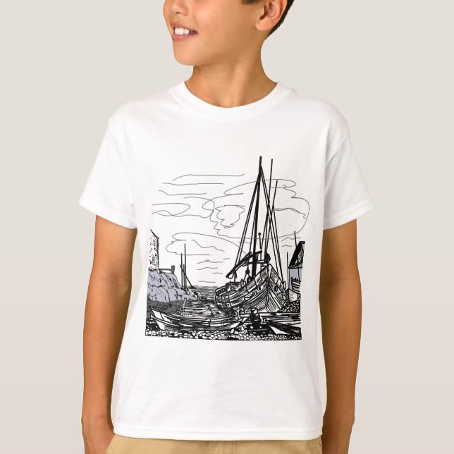 Camiseta barcos no mar (Frente)