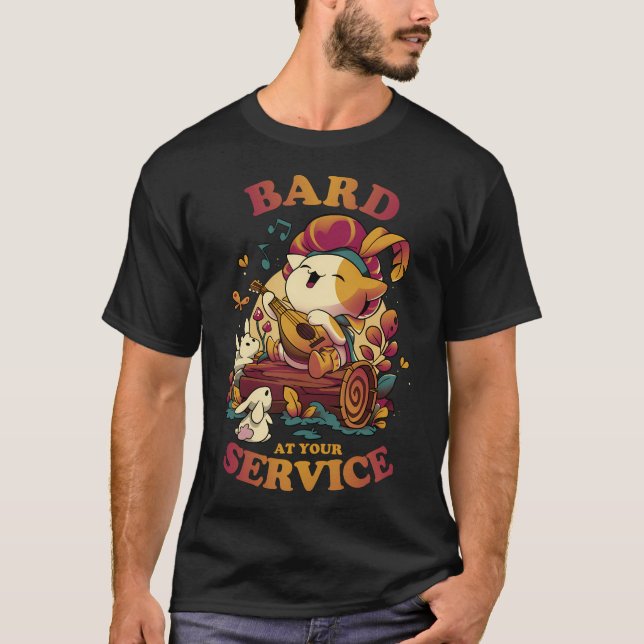 Camiseta Bard'S Call - Cute Cat Gamer (Frente)