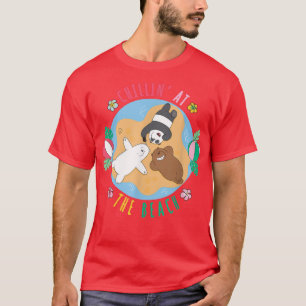 Camiseta Bare Bears Chillin Na Praia Grizz Panda Ic