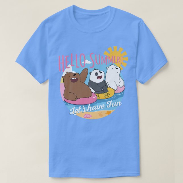 Camiseta Bare Bears Hello Summer! Grizz Panda Ice Bear P (Frente do Design)