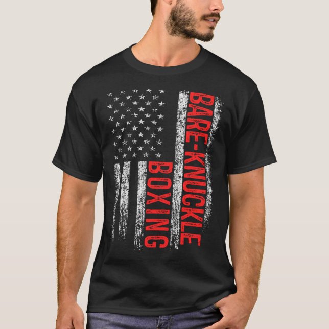 Camiseta Bare Knuckle Boxing American Flag 4th of July Figh (Frente)