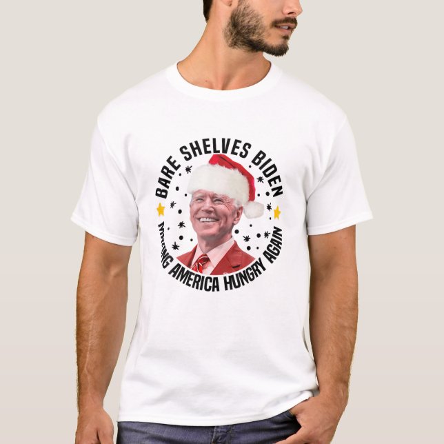 Camiseta Bare Shelves Biden Fazer América Fome De Novo Chr (Frente)
