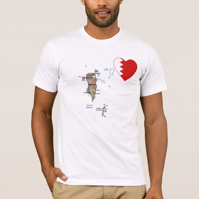 Camiseta Barém Flag Heart and Map T-Shirt (Frente)