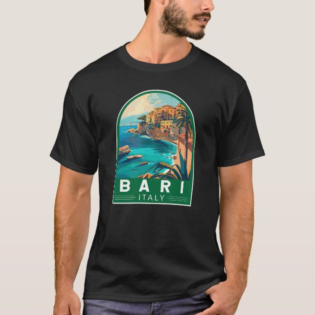 Camiseta Bari Itália Viagem Art Vintage (Frente)