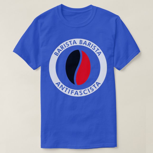 Camiseta Barista Antifascista Merchandise vendedora (Frente do Design)