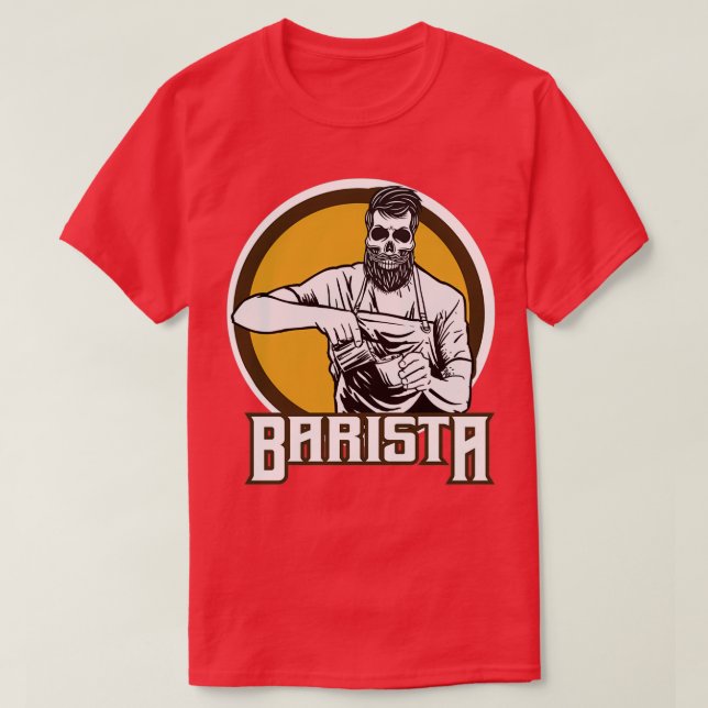 Camiseta Barista Café Skeleton Engraçado Dia Nacional Baris (Frente do Design)