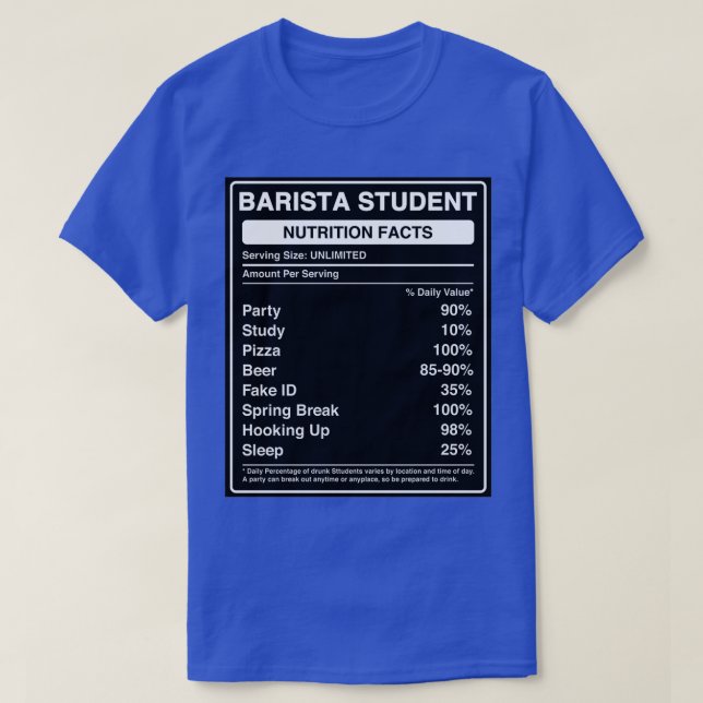 Camiseta Barista de Fatos Nutricionais Rotina Futuro Engraç (Frente do Design)