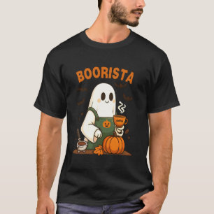 Camiseta Barista Engraçado Fantasma de Halloween Boorista C