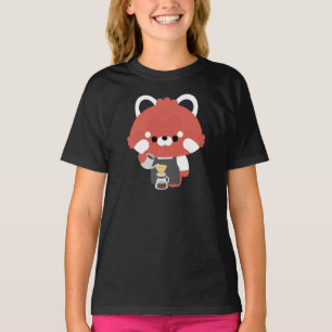 Camiseta Barista Panda Vermelho Fofo