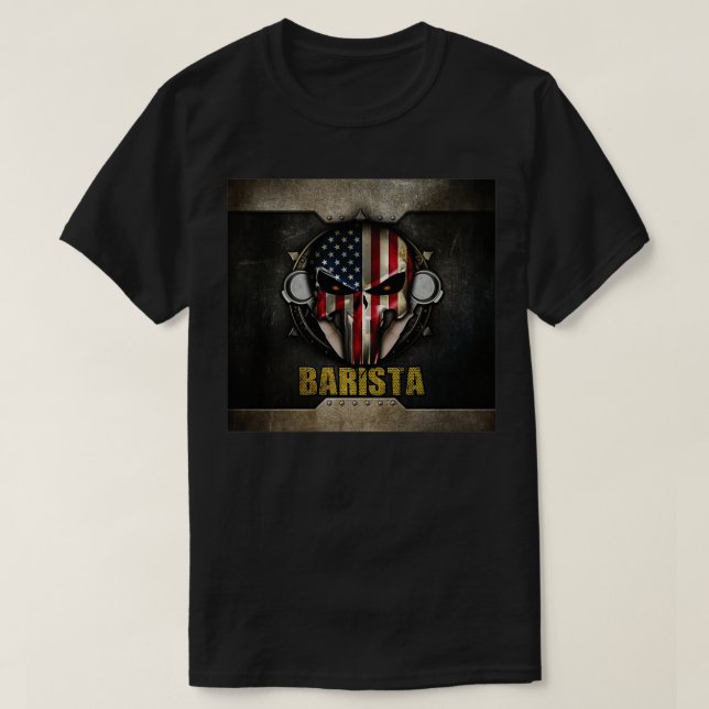 Camiseta Barista US Flag Mask (Frente do Design)