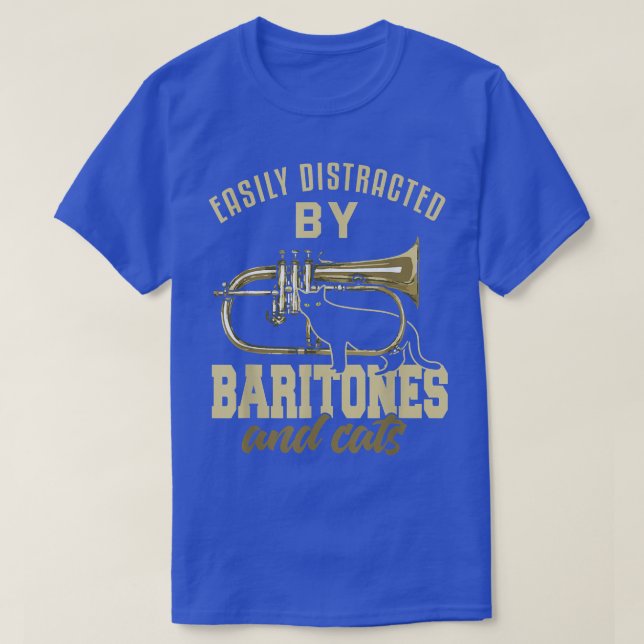 Camiseta Baritonista Engraçado Gato-Pão Marcha Banda Barito (Frente do Design)