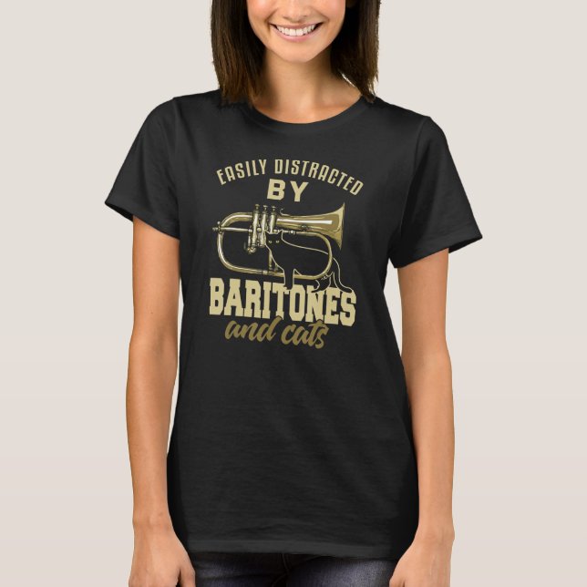 Camiseta Baritonista Engraçado Gato-Pão Marcha Banda Barito (Frente)