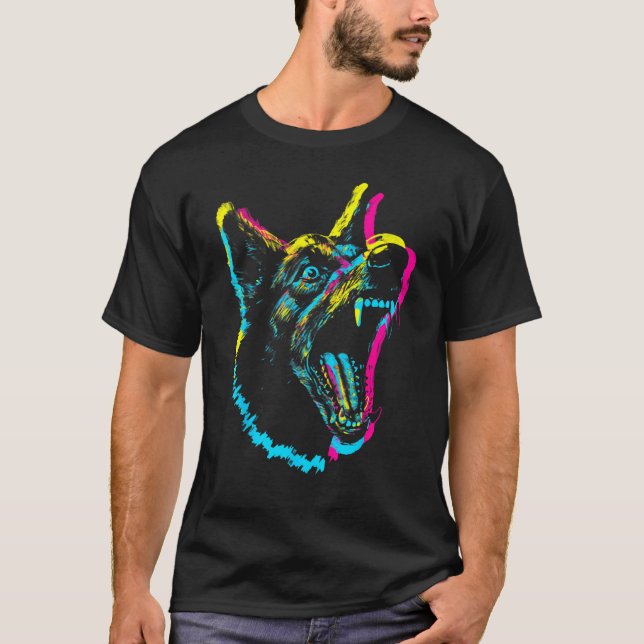 Camiseta Barking Dog Punk Gothic Rave Wear Edgy EDM Grunge  (Frente)