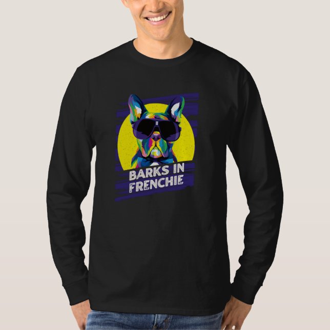 Camiseta Barks in Frenchie Rescue Dog French Bulldog Adopt  (Frente)