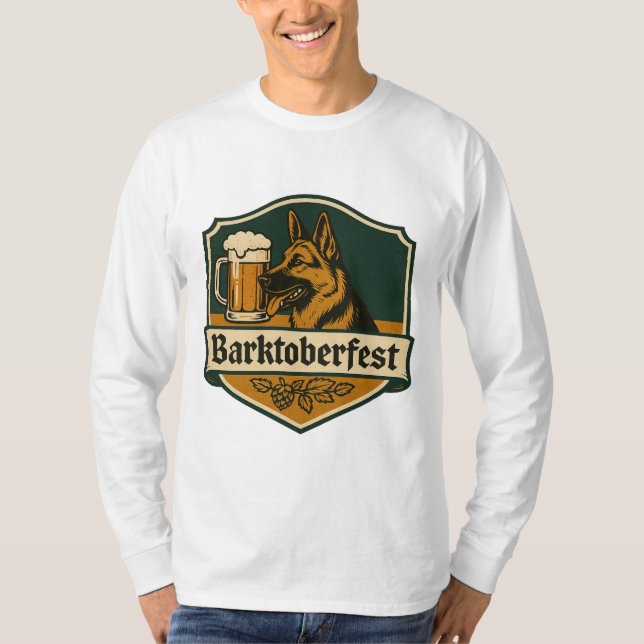Camiseta "Barktoberfest" T-Shirt German shepherd Engraçado (Frente)