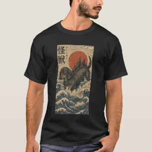 Camiseta Barkzilla Dachshund Arte Japonês Cachorro Engraçad
