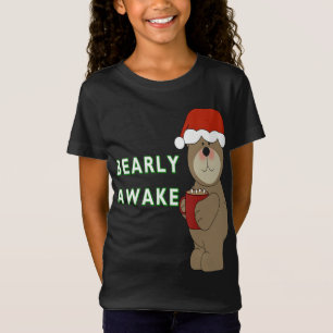 Camiseta Barly Awake Engraçado Bear Natal Pajama dorme