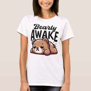 Camiseta Barly Awake Tired Bear Pun Engraçado
