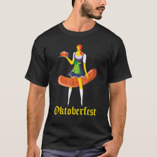 Camiseta Barmaid Oktoberfest Mulher alemã Dirndl Bratwurst
